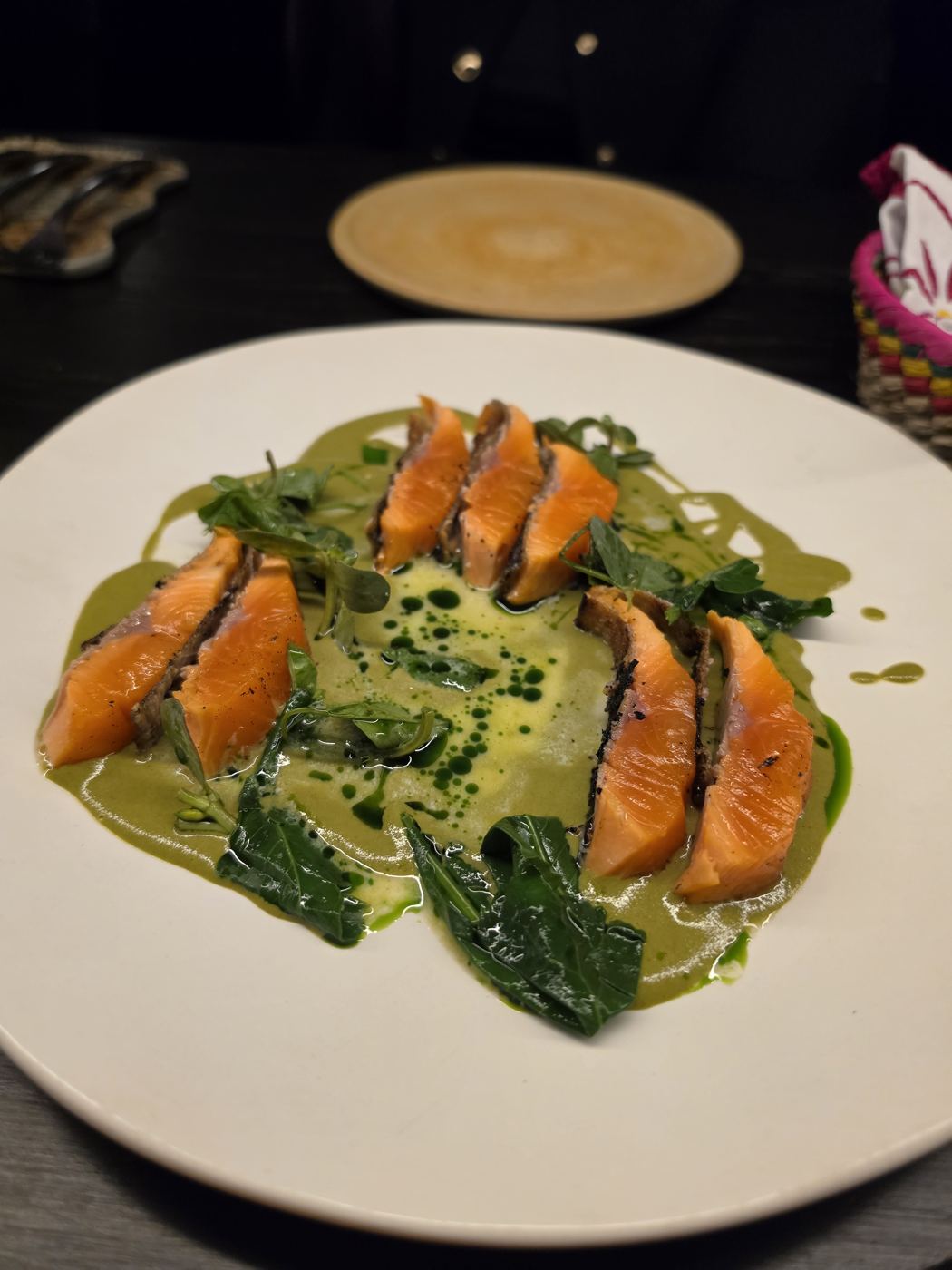 Primer tiempo: pescado en mole de pistache